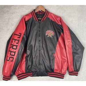 VTG Steve & Barrys Maryland Terrapins Leather Varisty Jacket Mens 2XL Black